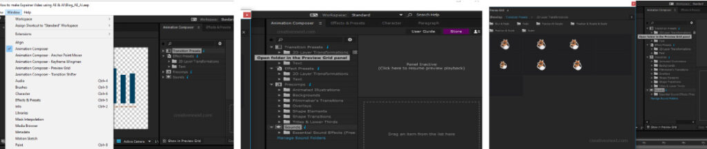 Image showing the interface of Animation Composer within after effects - use for making explainer video