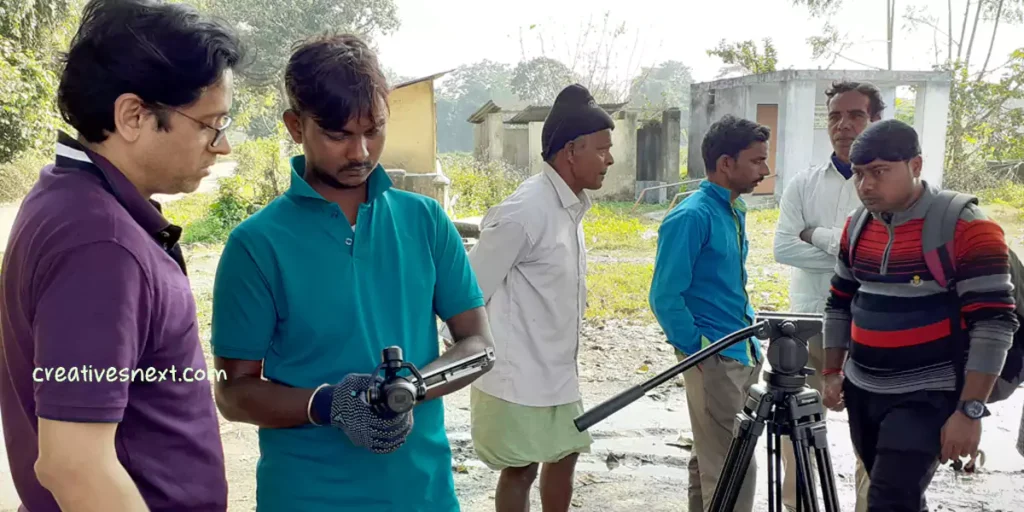 Setting up gears before shooting on teh day 4 at Biskodor, Bankua