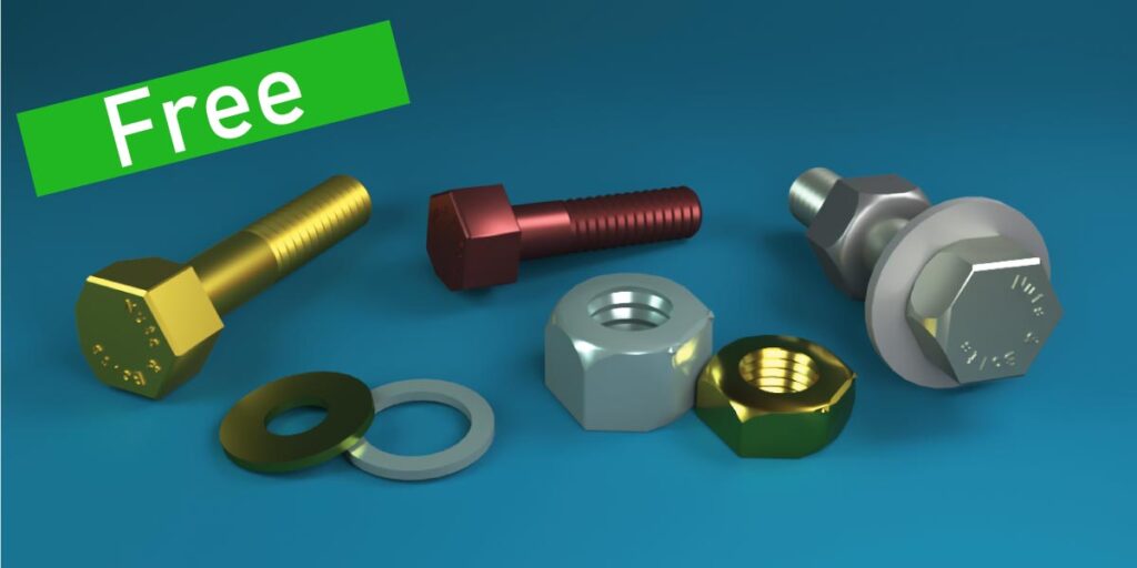 image for nut and bolts made in 3ds max and vray for free download
