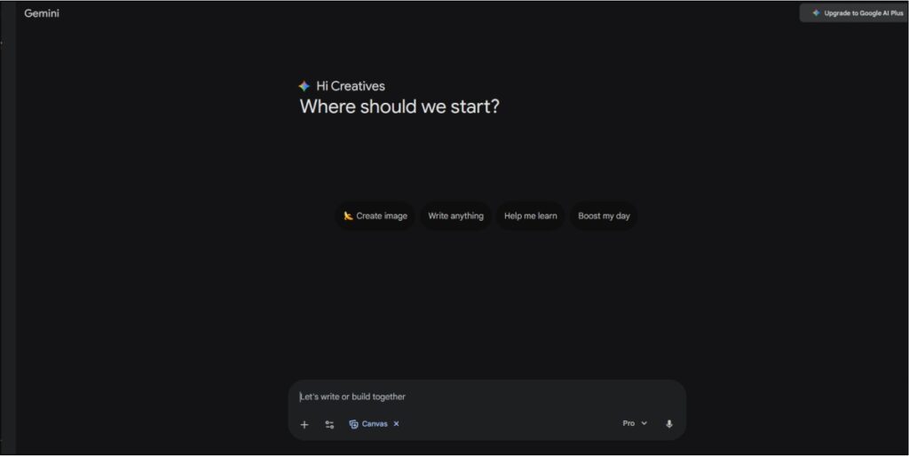 image of the blog on the free ai tools of google for gemini canvas